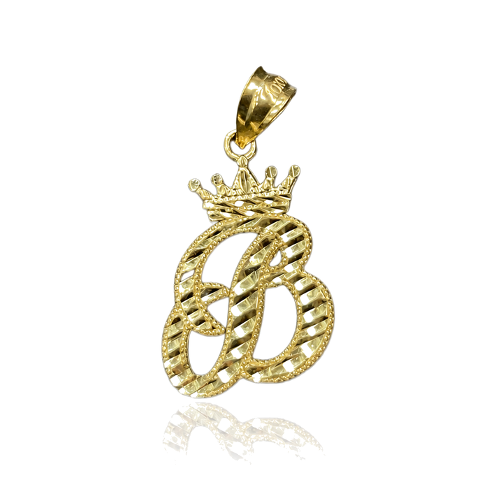 10K Gold Initial Charm with Crown (small) — 10K real gold jewelry from STF Diamonds, Los Angeles