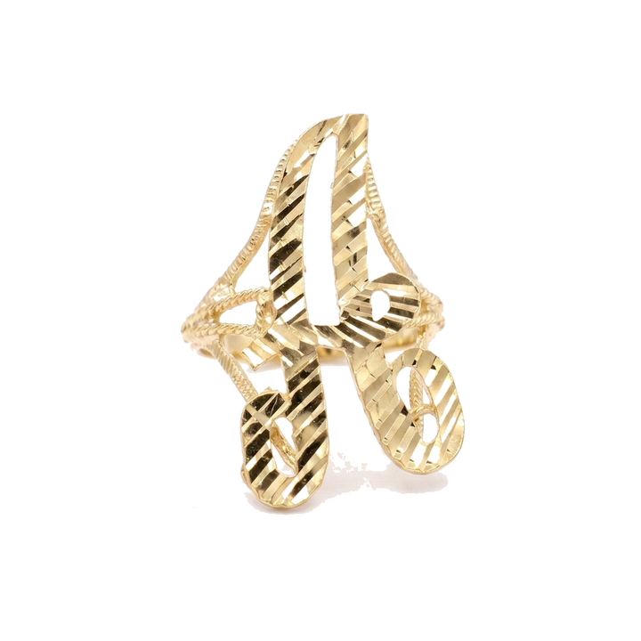 10K Solid Gold Big Cursive Initial Ring