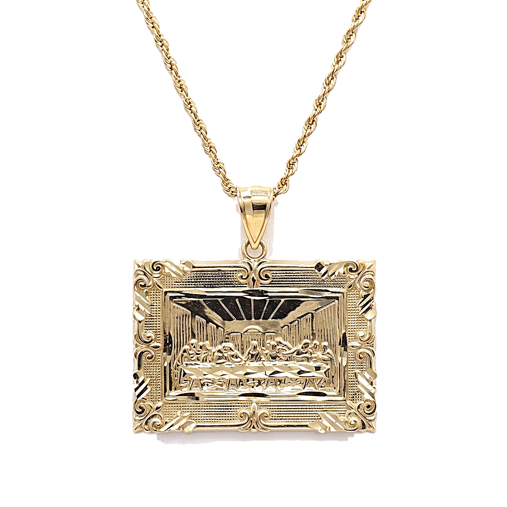 10K Solid Gold Jesus Last Supper Rectangle Charm