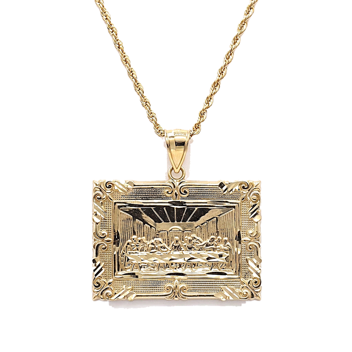 10K Solid Gold Jesus Last Supper Rectangle Charm