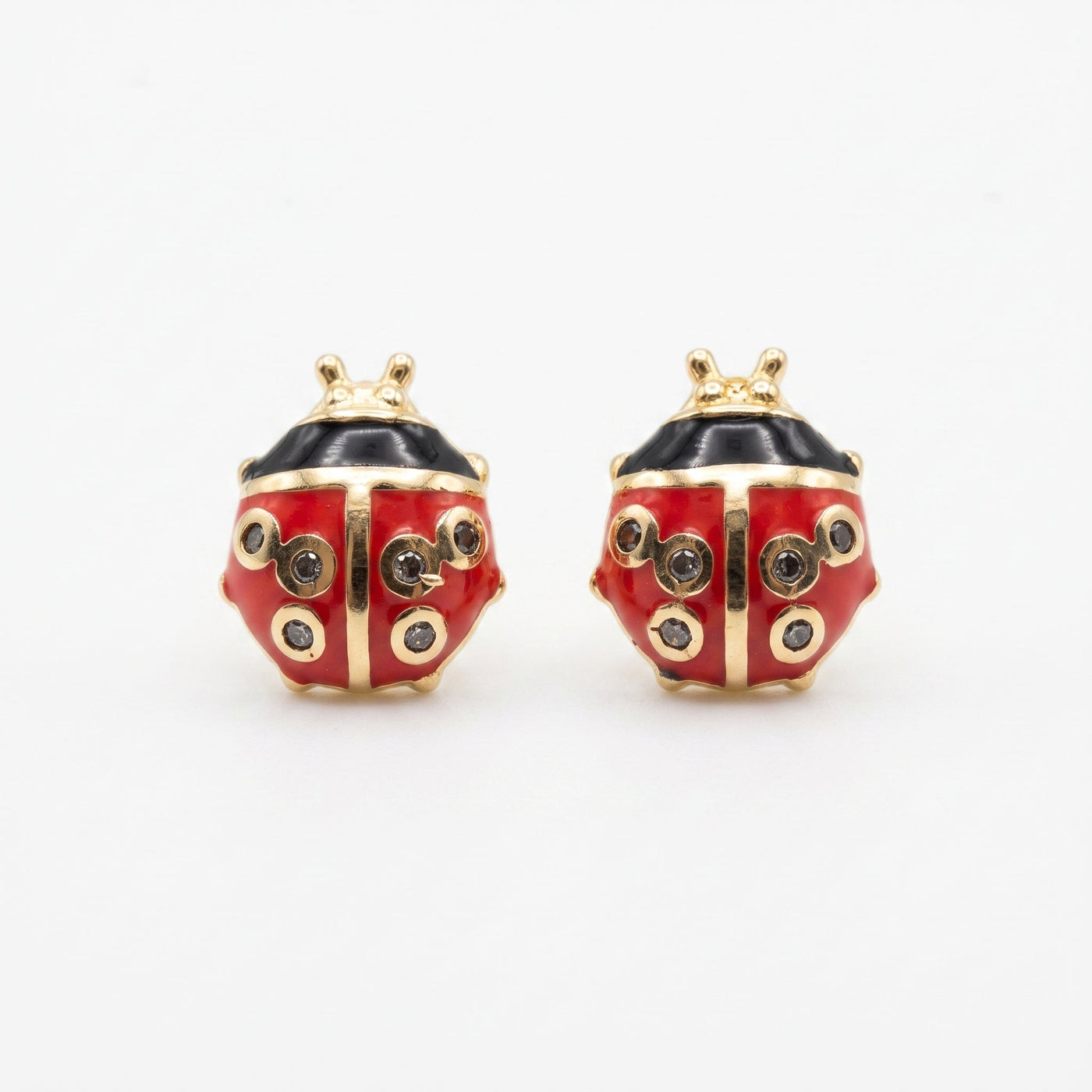 10K Gold Ladybug Earrings (Screwback) — 10K real gold jewelry from STF Diamonds, Los Angeles