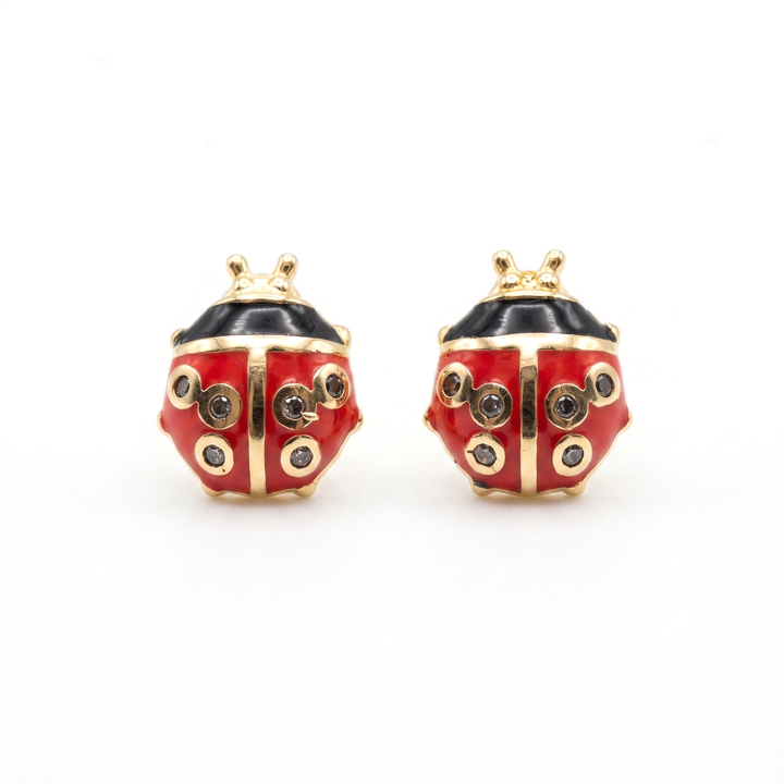 10K Gold Ladybug Earrings (Screwback)