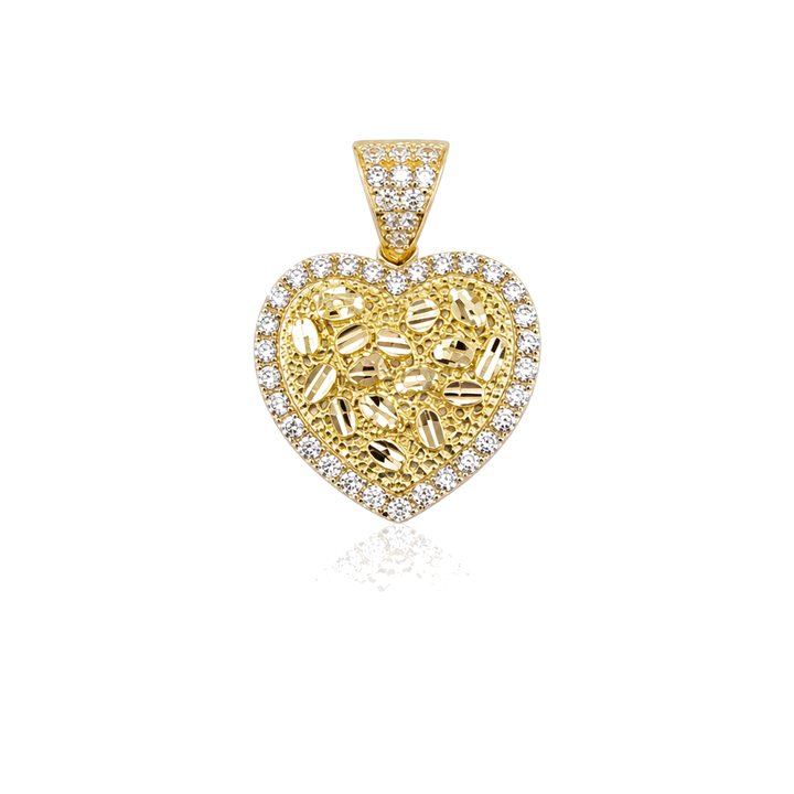 10K Gold Lux Heart Nugget Border Charm — 10K real gold jewelry from STF Diamonds, Los Angeles