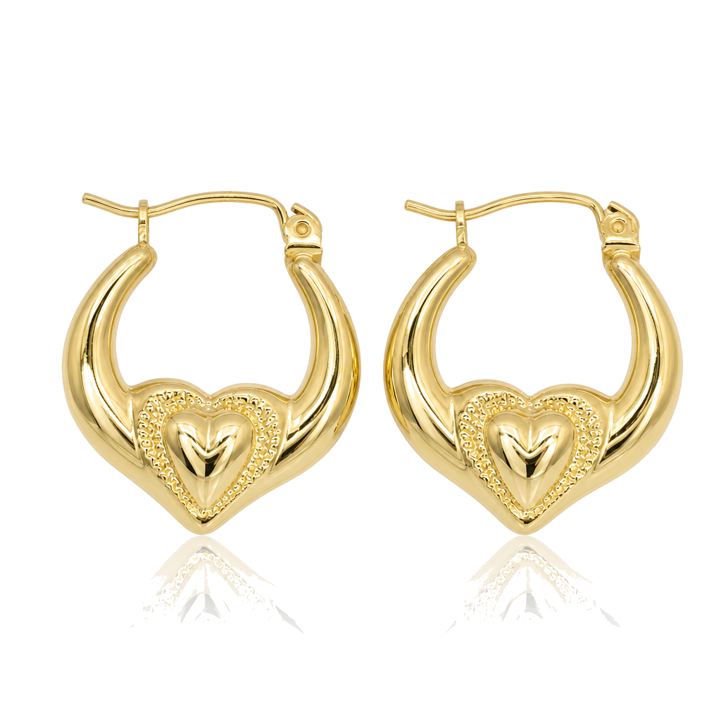 10K Gold Mini Heart Hoops — 10K real gold jewelry from STF Diamonds, Los Angeles
