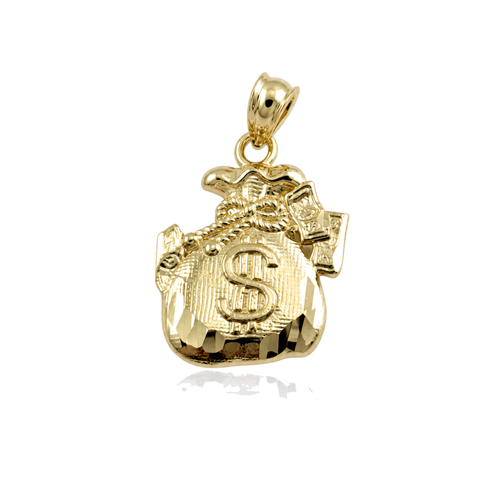 10K Gold Mini Moneybag 2 Charm — 10K real gold jewelry from STF Diamonds, Los Angeles