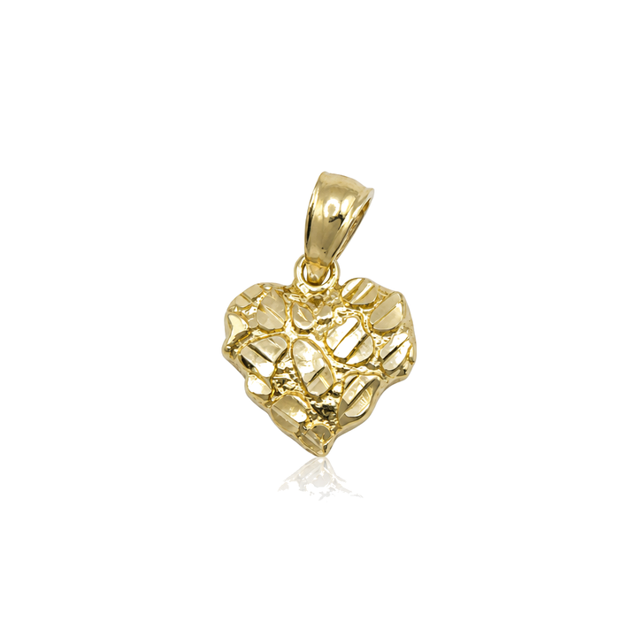 10K Gold Nugget Heart Charm (S, M, L) — 10K solid gold jewelry from STF Diamonds, Los Angeles
