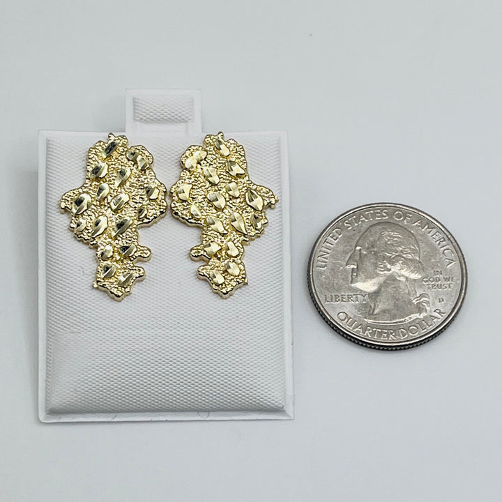 10K Yellow Gold Nugget Shaped Earrings Medium