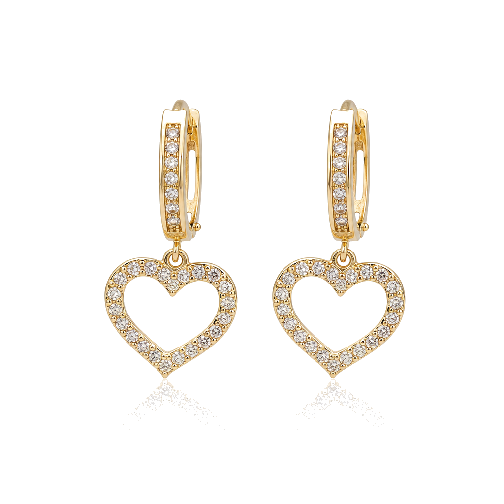 10K Gold Open Heart CZ Baby Hoops — 10K real gold jewelry from STF Diamonds, Los Angeles