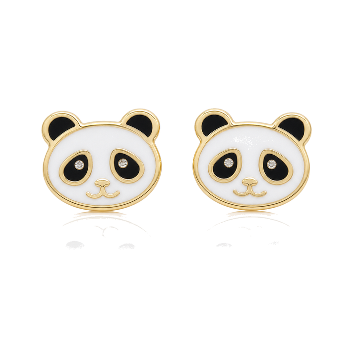 10K Gold Panda Earrings (Screwback) — 10K real gold jewelry from STF Diamonds, Los Angeles
