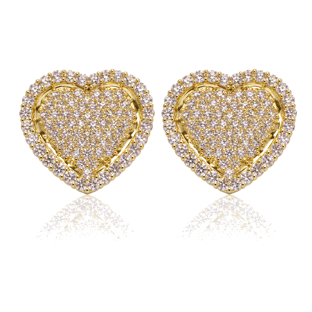 10K Gold Pink Heart Earrings (17mm) Limited — 10K real gold jewelry from STF Diamonds, Los Angeles