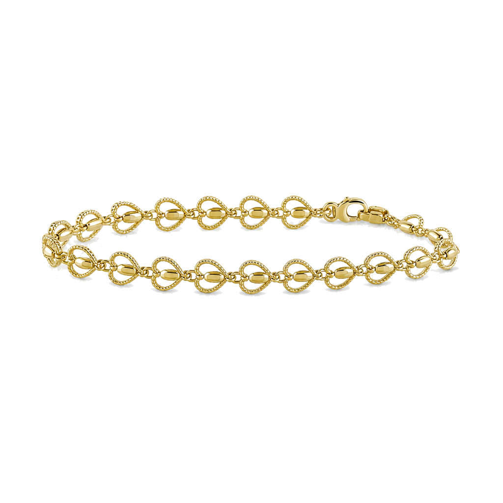 10K Gold Princess Heart Bracelet (M) — 10K solid gold jewelry from STF Diamonds, Los Angeles