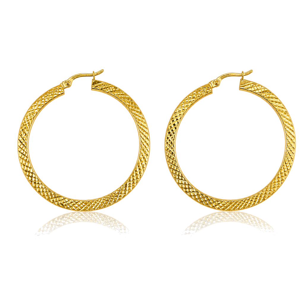 10K Gold Prism Hoops 1.75in — 10K real gold jewelry from STF Diamonds, Los Angeles