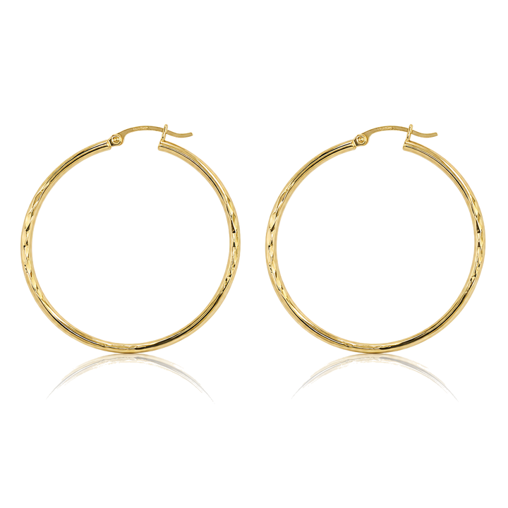 10K Gold Radiant Hoops 1.5 inch — 10K real gold jewelry from STF Diamonds, Los Angeles