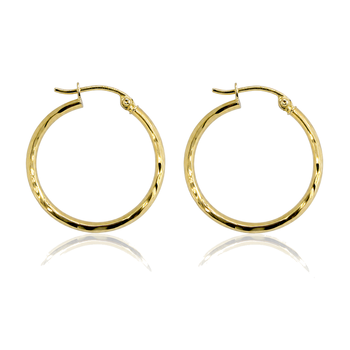 10K Gold Radiant Hoops 1inch — 10K real gold jewelry from STF Diamonds, Los Angeles