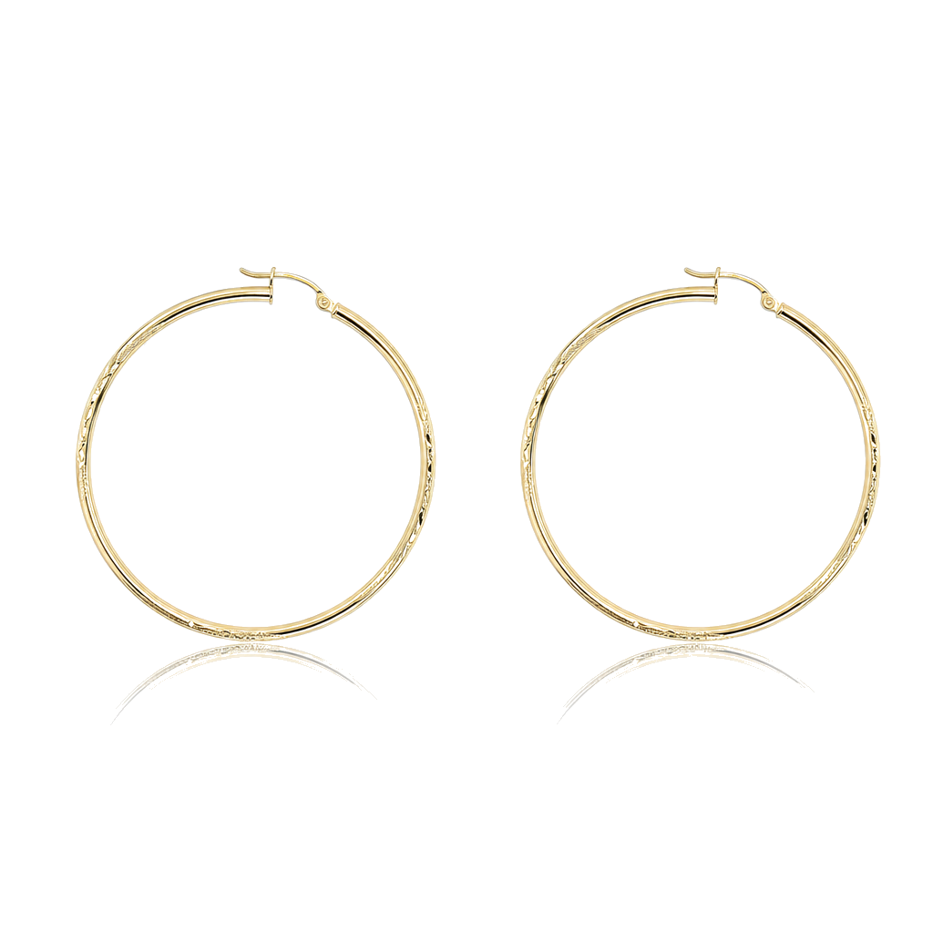 10K Gold Radiant Hoops 2inch — 10K real gold jewelry from STF Diamonds, Los Angeles