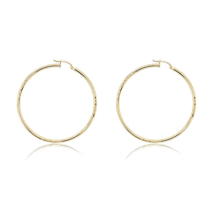 10K Gold Radiant Hoops 2inch — 10K real gold jewelry from STF Diamonds, Los Angeles