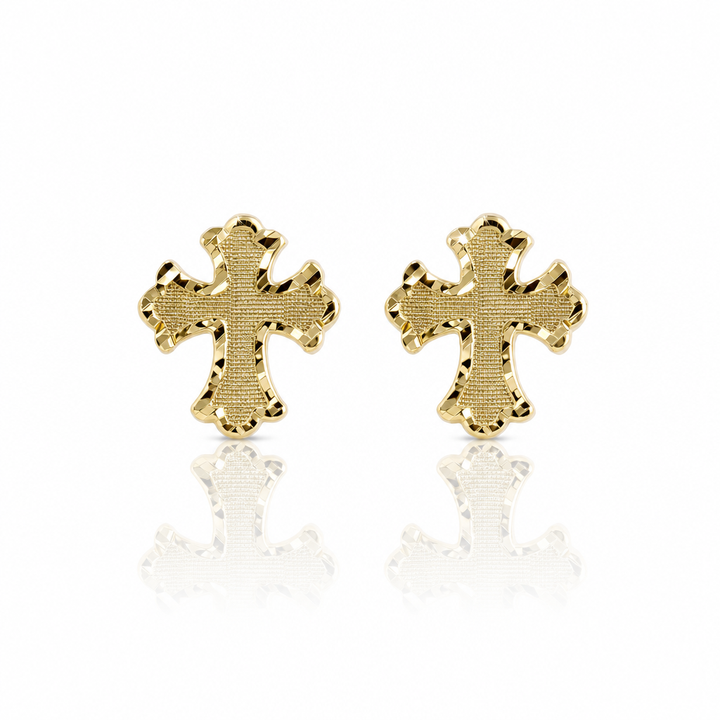 10K Gold Roman Cross Earrings — 10K real gold jewelry from STF Diamonds, Los Angeles