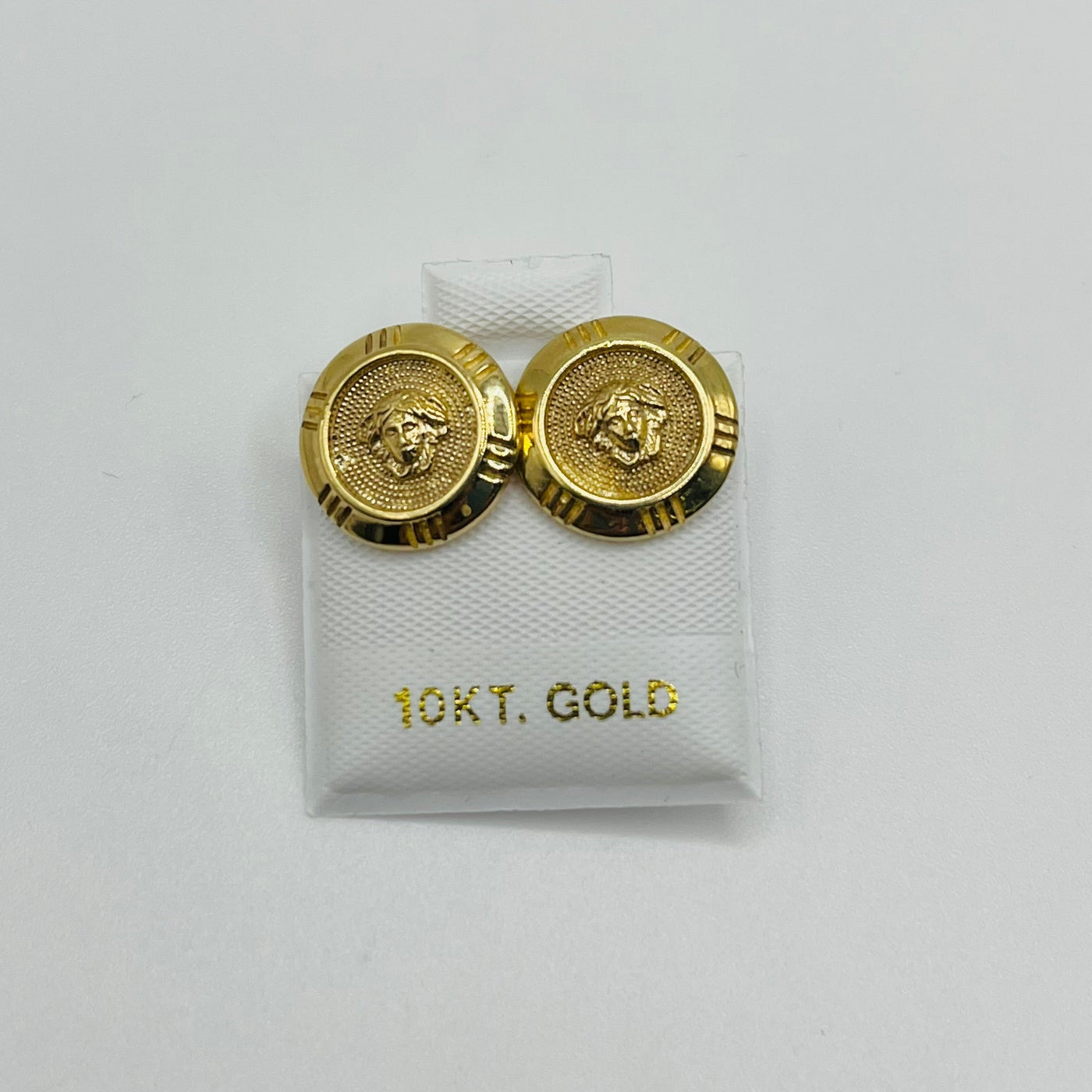 10K Yellow Gold Round Medusa Earrings
