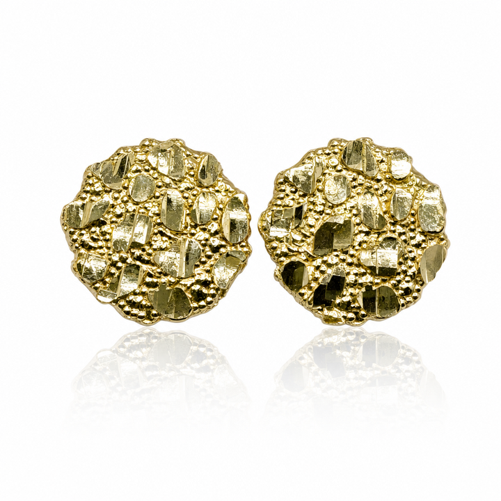 10K Gold Round Nugget Earrings - Medium (~12mm) — 10K solid gold jewelry from STF Diamonds, Los Angeles