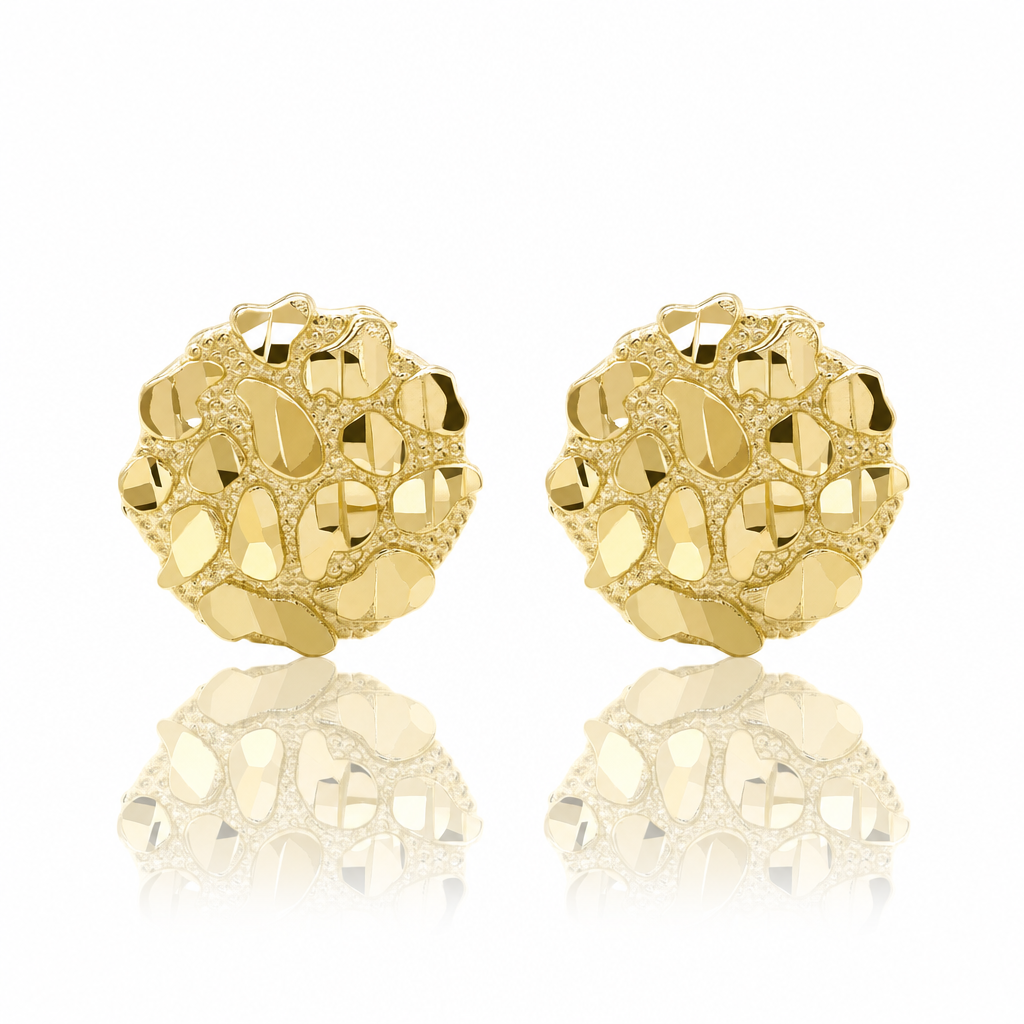 10K Gold Round Nugget Earrings - Small (~10mm) — 10K solid gold jewelry from STF Diamonds, Los Angeles