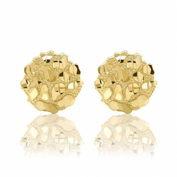10K Gold Round Nugget Earrings - Small (~10mm) — 10K solid gold jewelry from STF Diamonds, Los Angeles