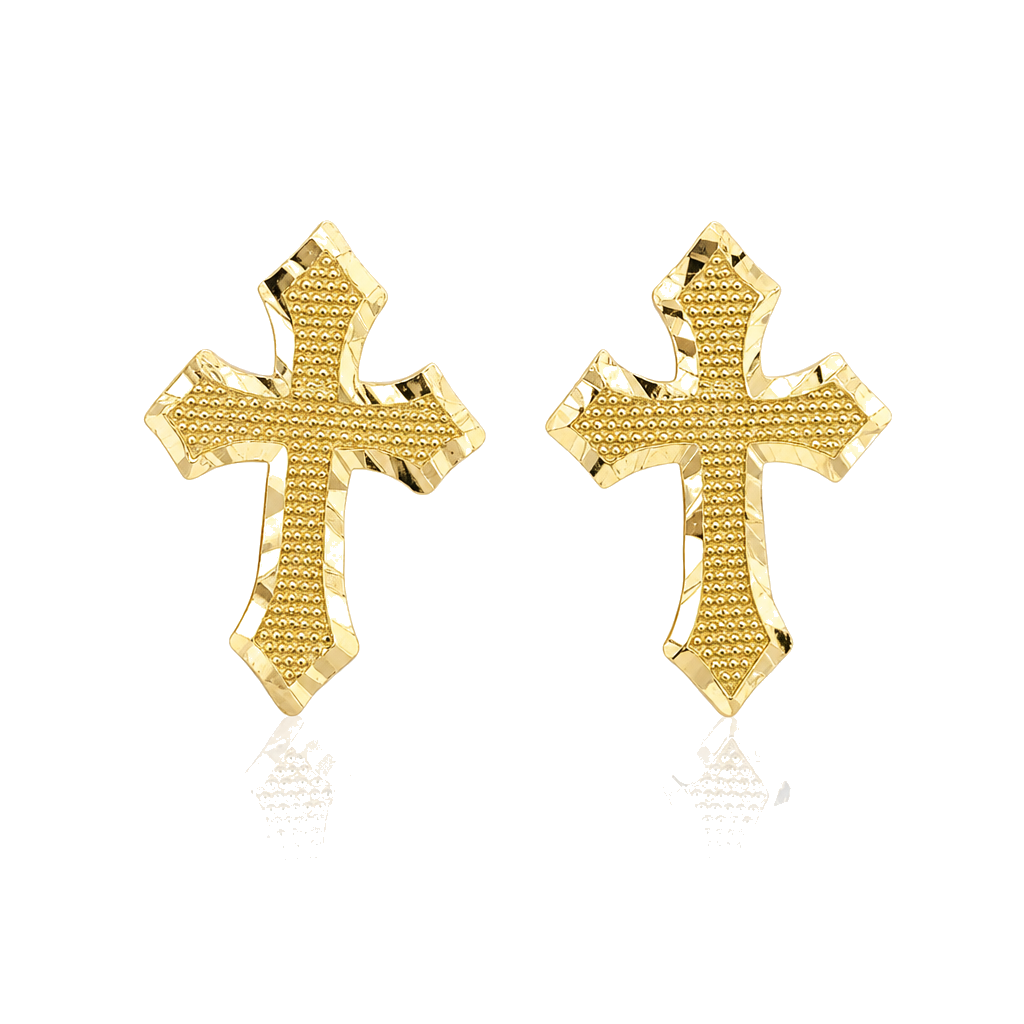 10K Gold Royal Cross Earrings — 10K real gold jewelry from STF Diamonds, Los Angeles