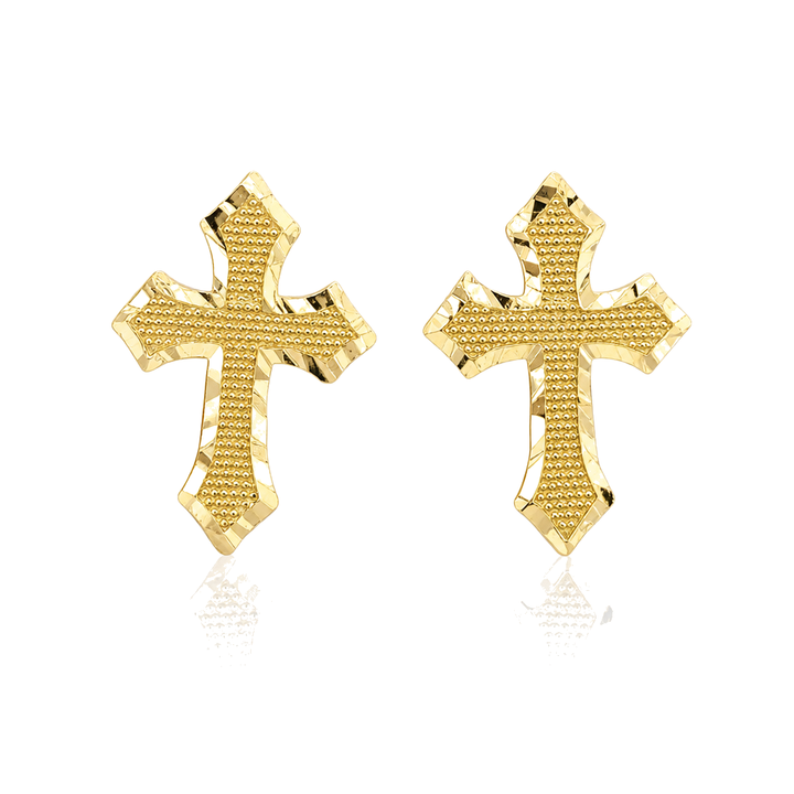 10K Gold Royal Cross Earrings — 10K real gold jewelry from STF Diamonds, Los Angeles