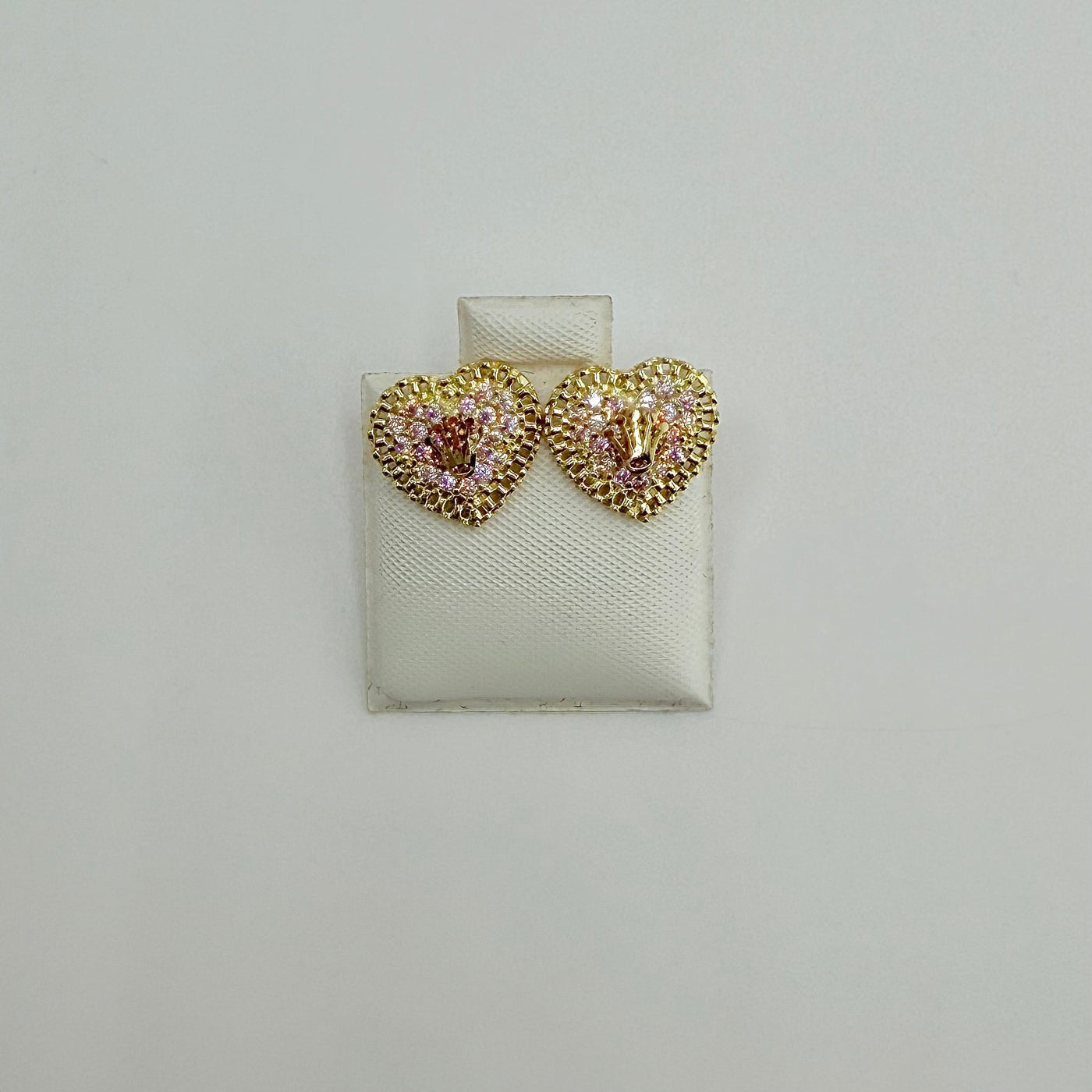 10K Yellow Gold Rx Border Princess Crown Earrings