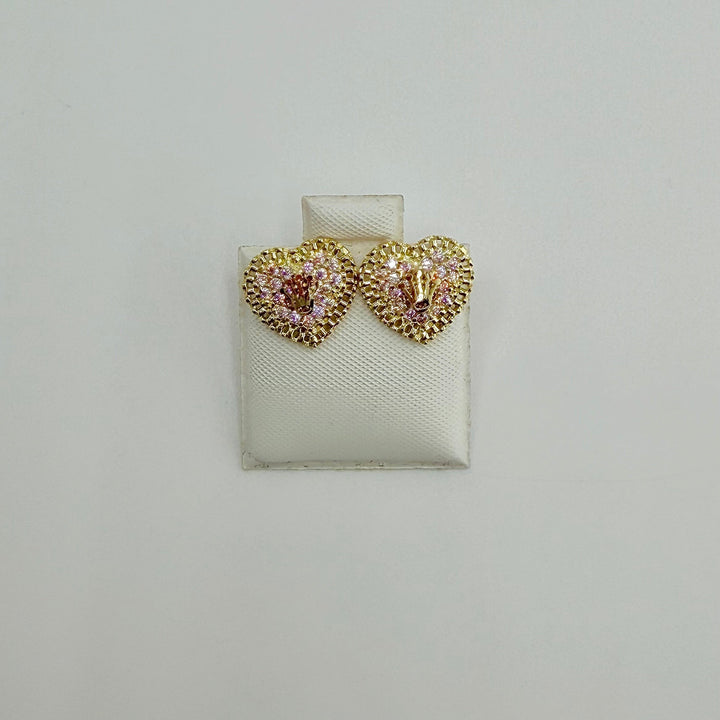 10K Yellow Gold Rx Border Princess Crown Earrings