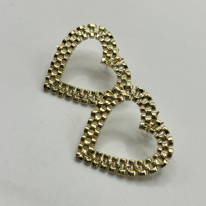 10K Solid Yellow Gold RX Heart Earrings ( Large)