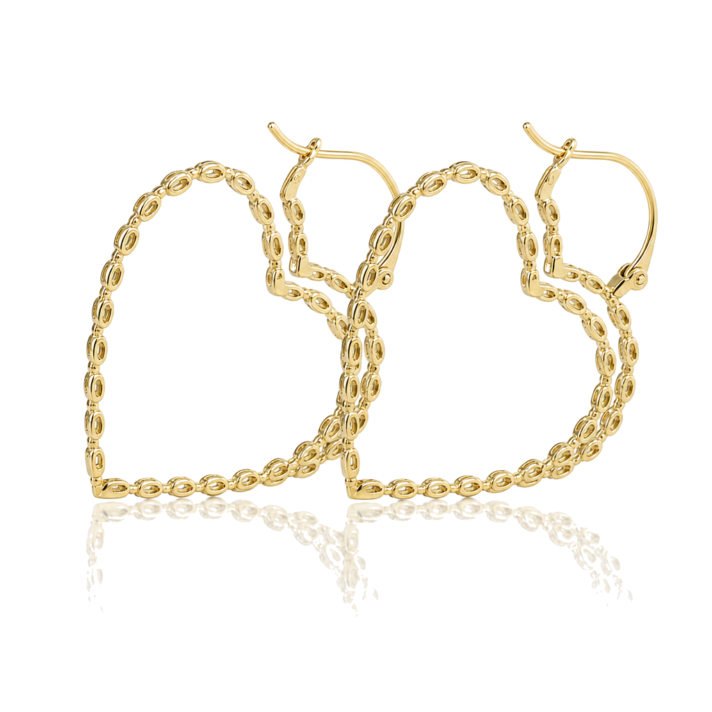 10K Gold RX Heart Hoops (1.5") — 10K real gold jewelry from STF Diamonds, Los Angeles