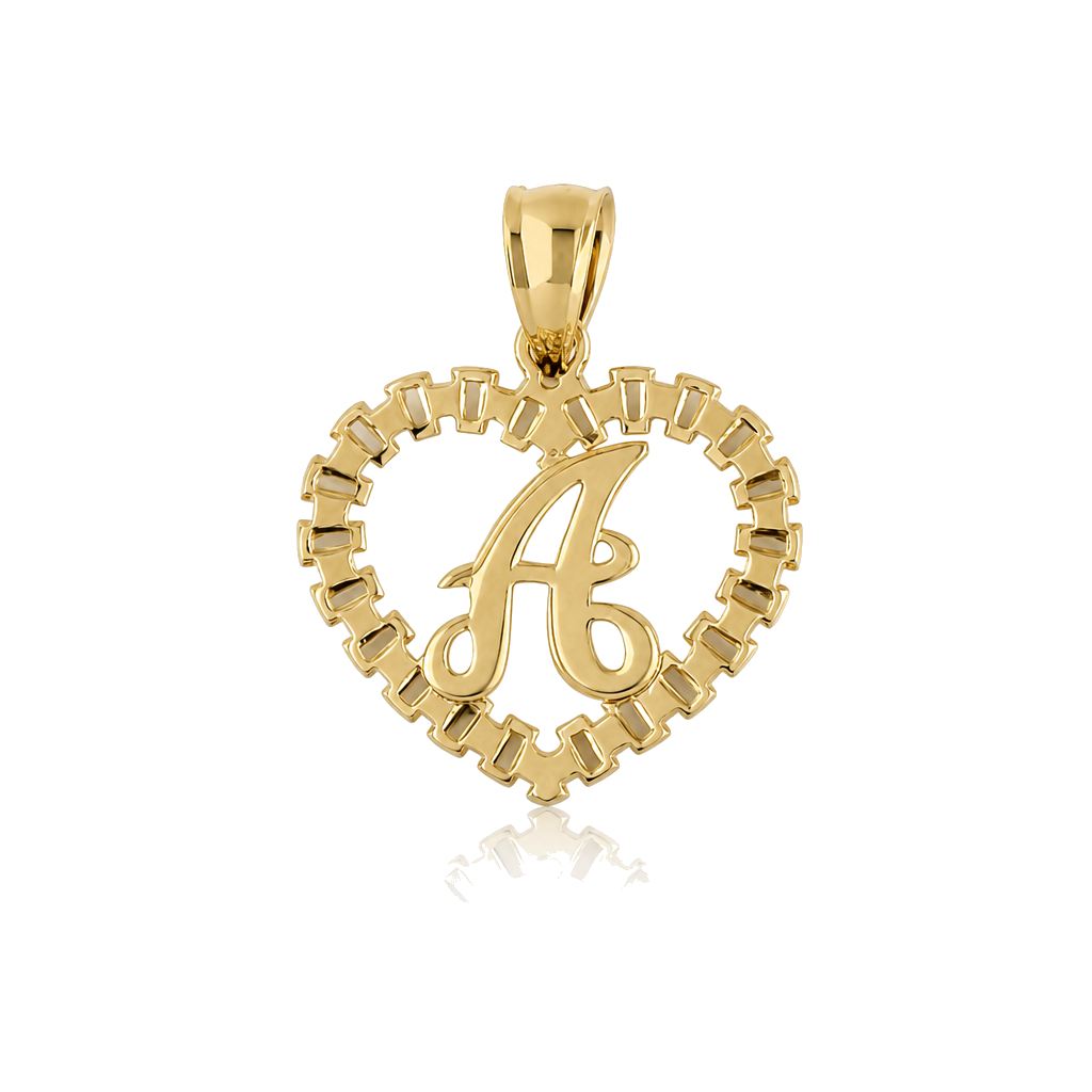10K Gold RX Heart Initial Charm (Med) — 10K real gold jewelry from STF Diamonds, Los Angeles