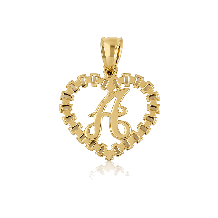 10K Gold RX Heart Initial Charm (Med) — 10K real gold jewelry from STF Diamonds, Los Angeles