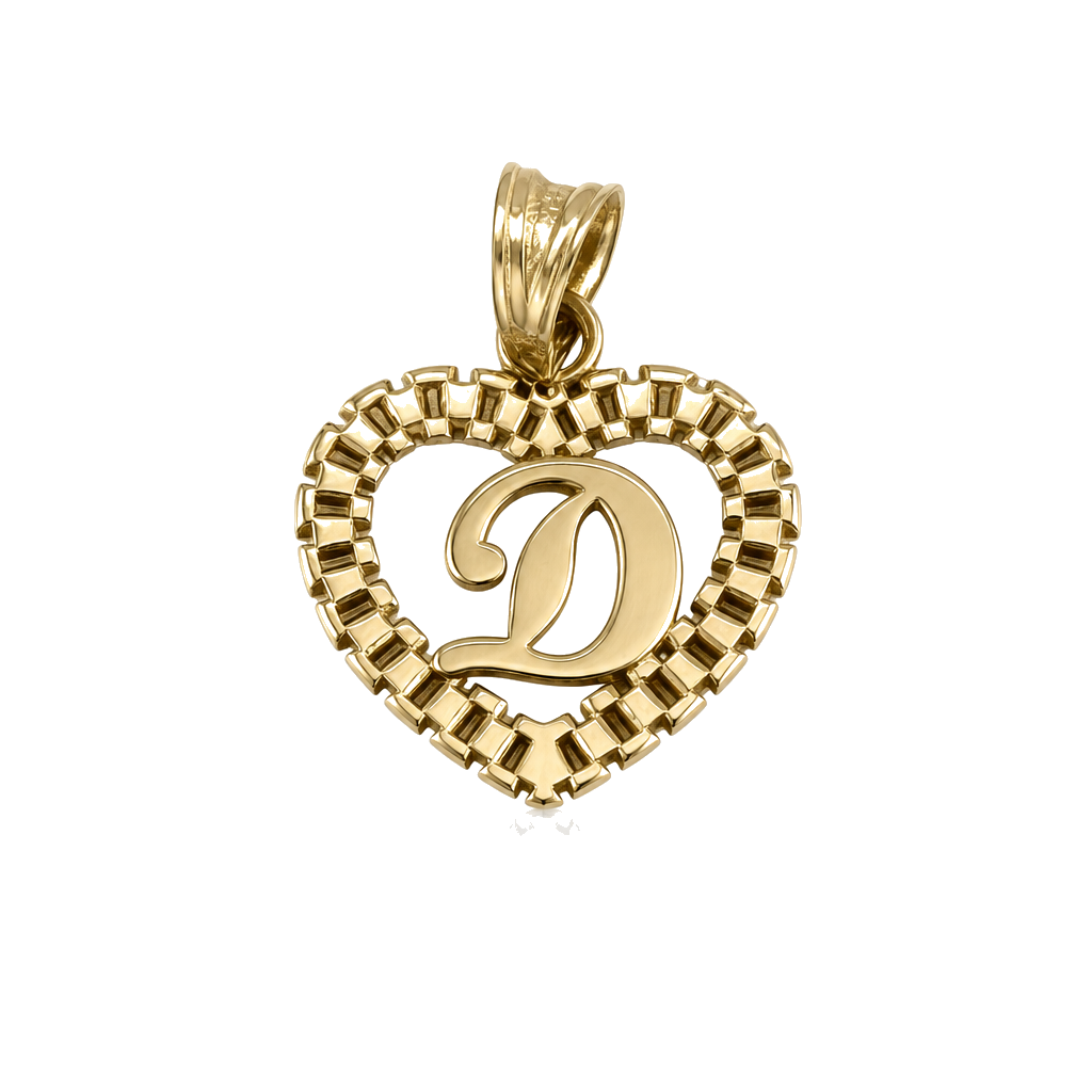 10K Gold RX Heart Initial Charm (Small) — 10K real gold jewelry from STF Diamonds, Los Angeles