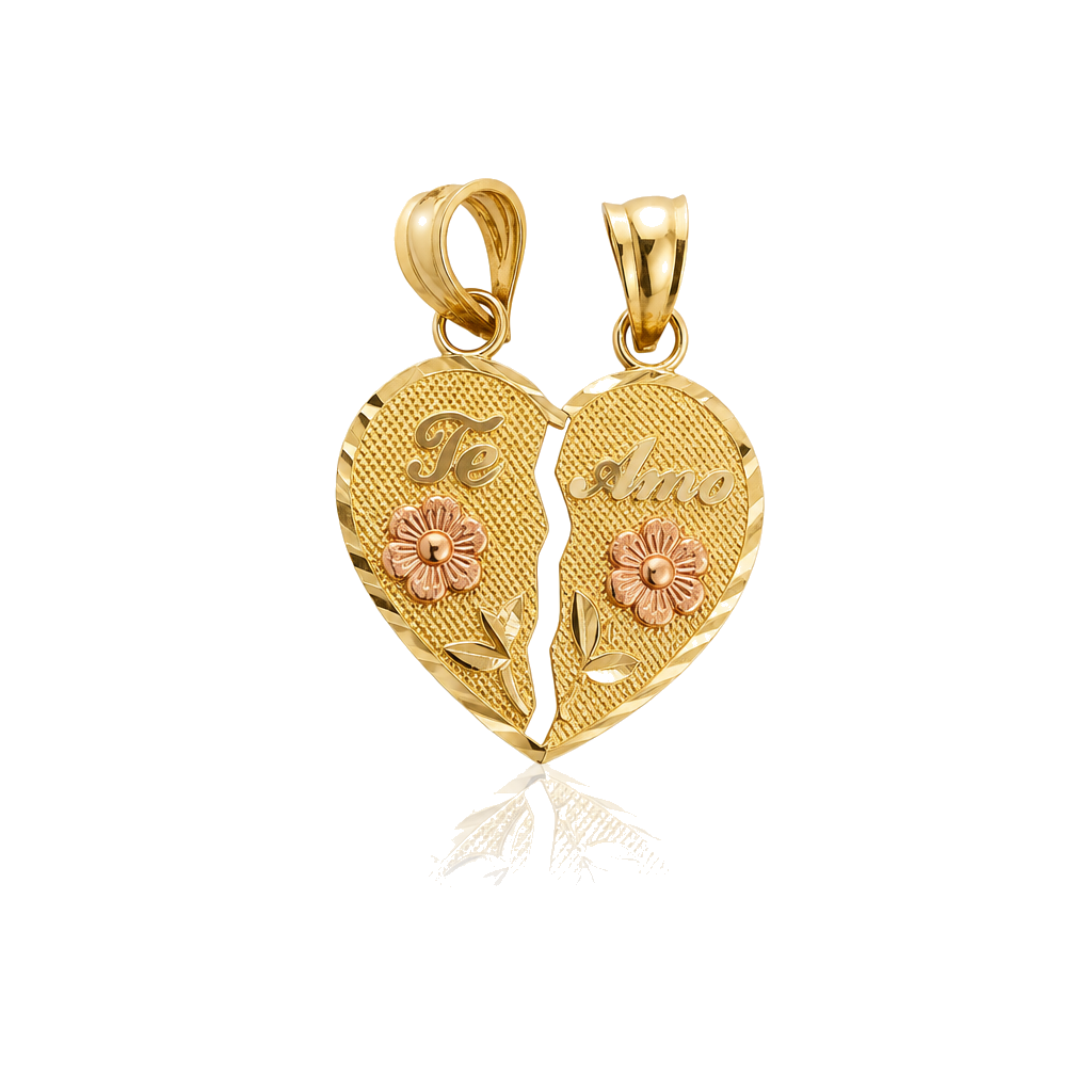 10K Gold Shareable Te Amo Heart Charm (Extra small) — 10K real gold jewelry from STF Diamonds, Los Angeles
