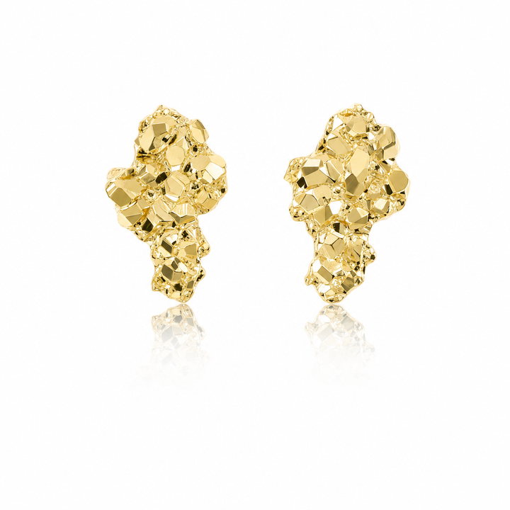10K Gold Small Nugget Shaped Earrings — 10K real gold jewelry from STF Diamonds, Los Angeles