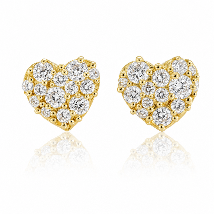 10K Gold Spring Heart CZ White Earrings — 10K real gold jewelry from STF Diamonds, Los Angeles