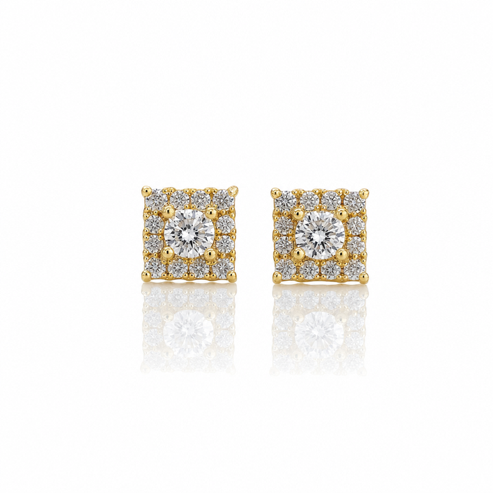 10K Gold Square CZ Earrings (Micro) — 10K real gold jewelry from STF Diamonds, Los Angeles