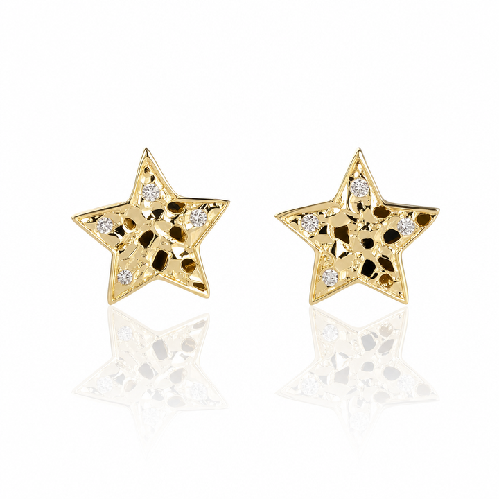 10K Gold Star Nugget Earrings — 10K solid gold jewelry from STF Diamonds, Los Angeles