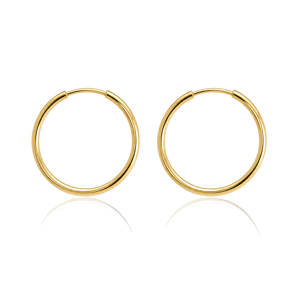 10K Gold Timeless 1" Dainty Hoops — 10K real gold jewelry from STF Diamonds, Los Angeles