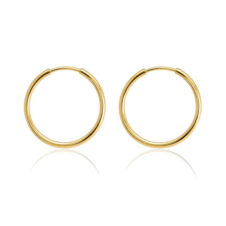 10K Gold Timeless 1" Dainty Hoops — 10K real gold jewelry from STF Diamonds, Los Angeles