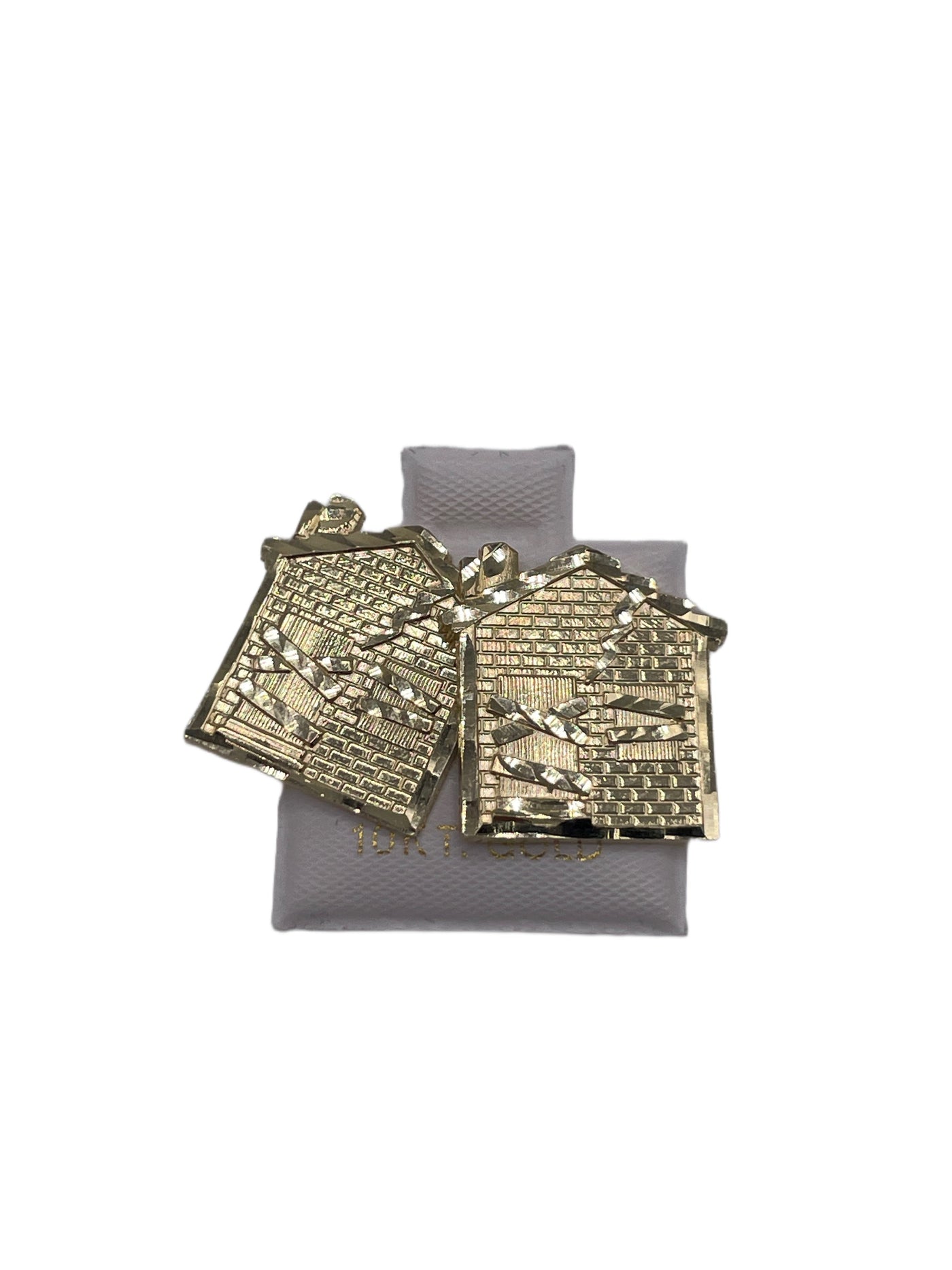 10K Yellow Gold Trap House Earrings