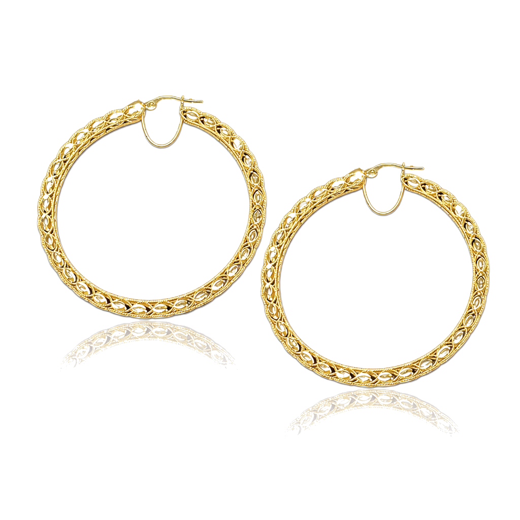 10K Gold Turkish Hoop Earrings XL (2.2") — 10K real gold jewelry from STF Diamonds, Los Angeles