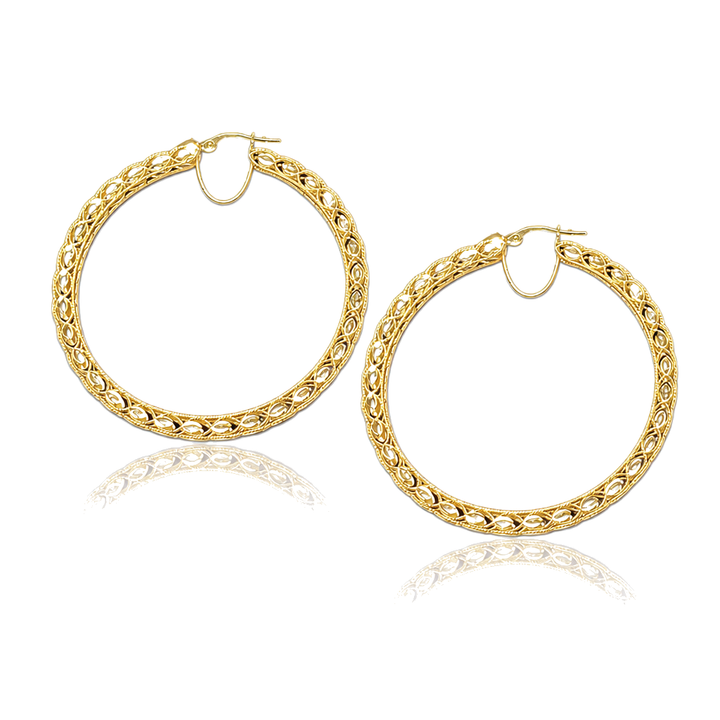 10K Gold Turkish Hoop Earrings XL (2.2") — 10K real gold jewelry from STF Diamonds, Los Angeles