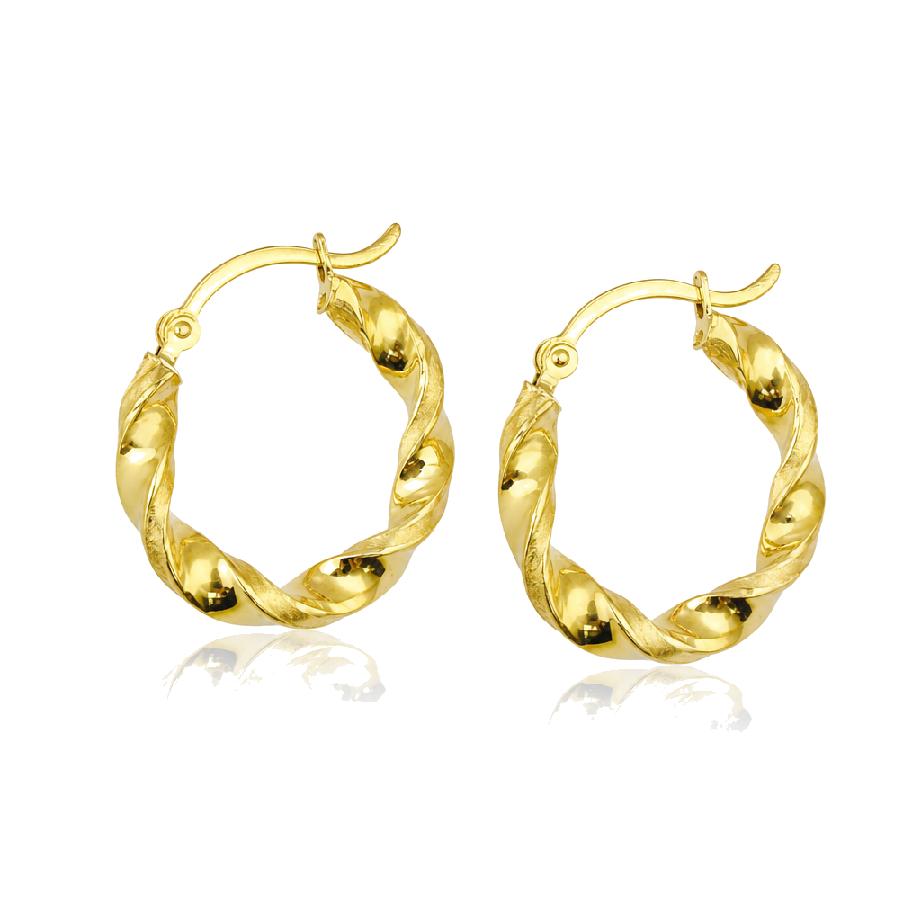 10K Gold Twist Baby Hoops ( 0.75") — 10K real gold jewelry from STF Diamonds, Los Angeles