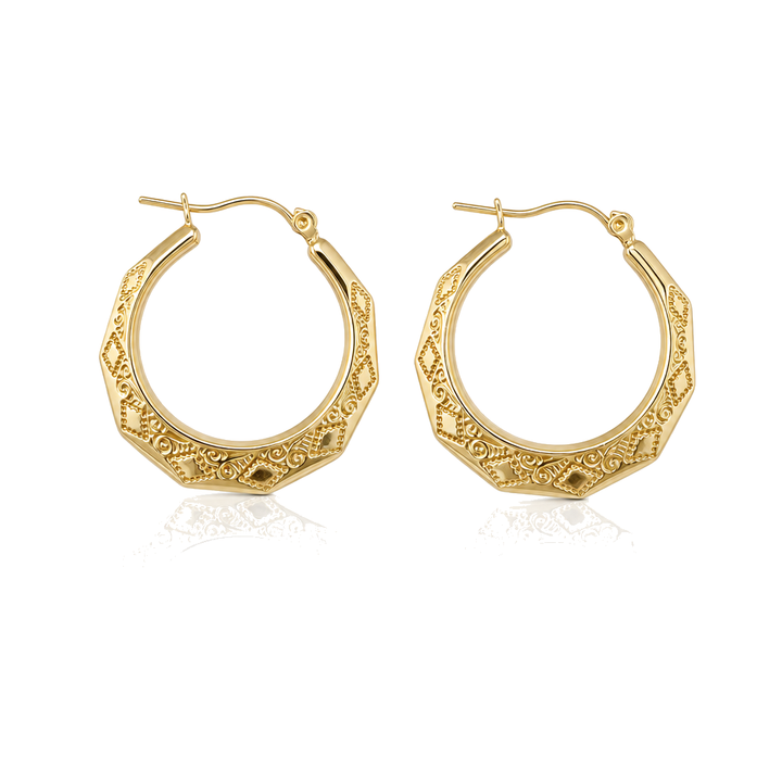 10K Gold Urban Halo Hoops 1inch — 10K real gold jewelry from STF Diamonds, Los Angeles
