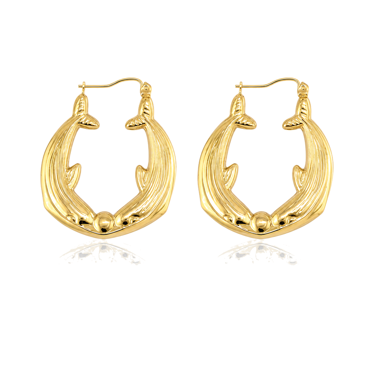 10K Gold Whale Hoop Earrings (Medium) — 10K real gold jewelry from STF Diamonds, Los Angeles