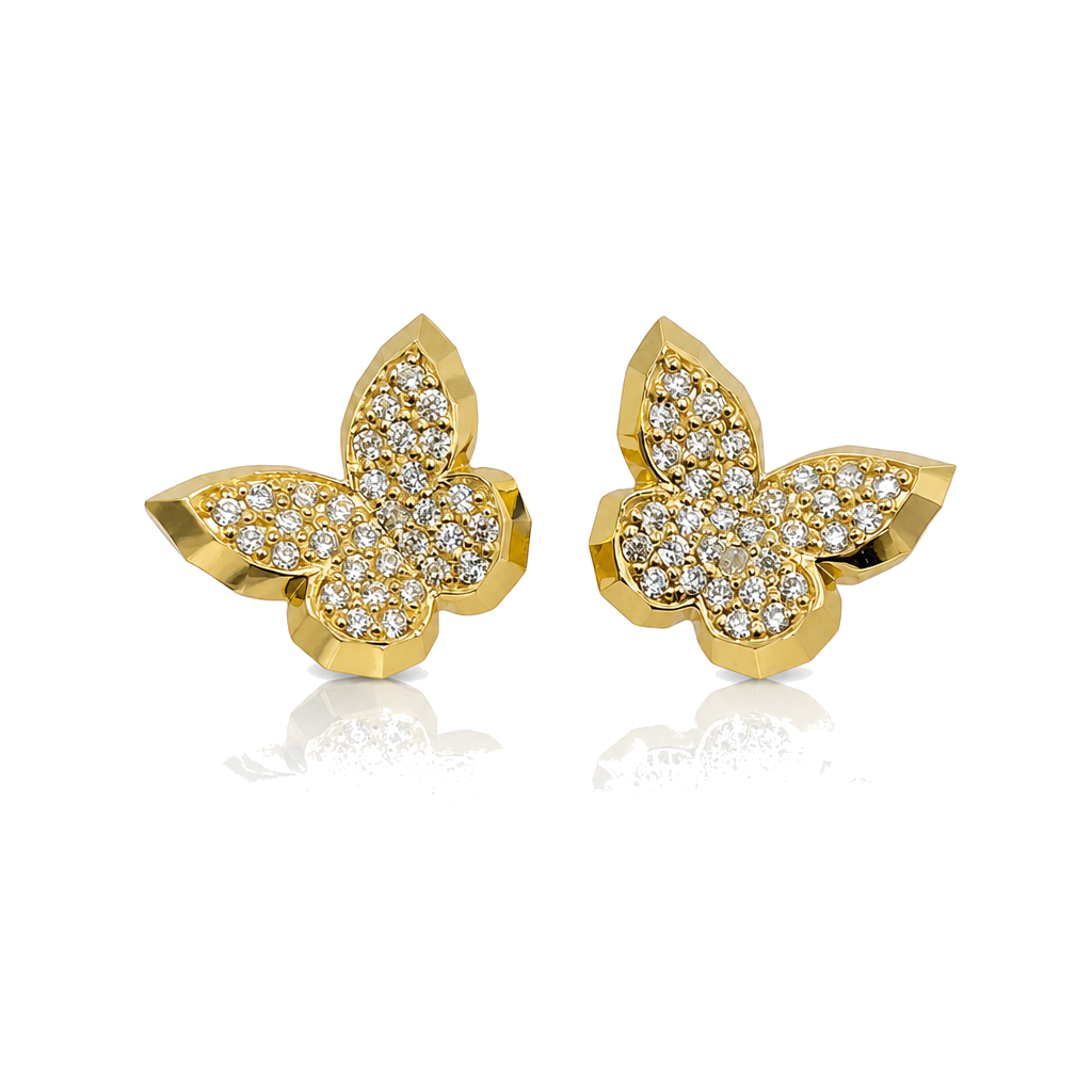 10K Gold Wing Butterfly Earrings (Screwback) — 10K real gold jewelry from STF Diamonds, Los Angeles