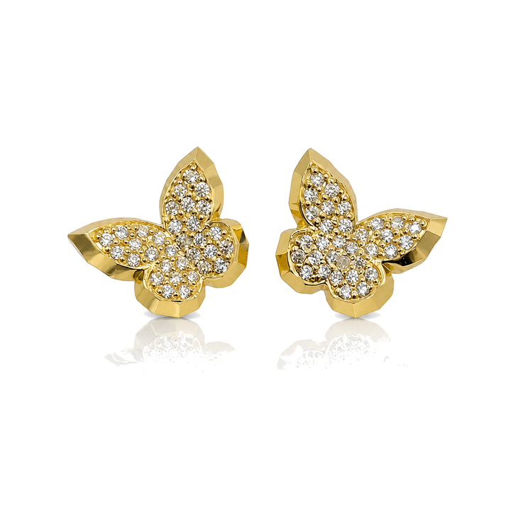 10K Gold Wing Butterfly Earrings (Screwback) — 10K real gold jewelry from STF Diamonds, Los Angeles