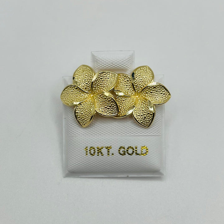 10K Yellow Gold XL Hibiscus Earrings